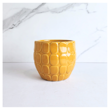 Load image into Gallery viewer, Melka Yellow textured planter with 'LEAFAERIE' branding on a white background