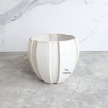 Load image into Gallery viewer, The Leaferie Auralie white ceramic flowerpot.