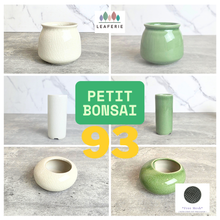 Load image into Gallery viewer, Bonsai 93 Collage of ceramic pots with 'LEAFERIE' branding and 'PETIT BONSAI 93' text.