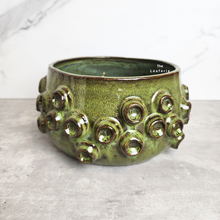 Load image into Gallery viewer, The Leaferie Harper shallow pot. ceramic green colour