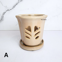 Load image into Gallery viewer, The Leaferie Layla Orchid pot with tray. 2 colours ceramic pot