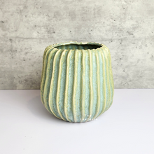 Load image into Gallery viewer, The Leaferie Gotilda green plant pot. ceramic planter. front view