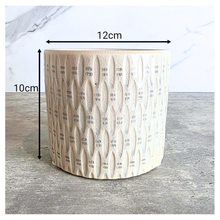 Load image into Gallery viewer, Hugo Ceramic planter with textured design on a gray surface, featuring the brand 'LEAFERIE'.