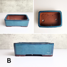 Load image into Gallery viewer, The Leaferie Petit Bonsai Series 9. rectangular bonsai pot. ceramic and 3 colours. front view of design B