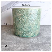 Load image into Gallery viewer, The Leaferie Freya flowerpot green and red floral pot. ceramic material