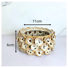 Load image into Gallery viewer, Handmade dune Decorative pot with circular design on a white background, featuring the brand 'LEAFAERIE'.