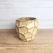 Load image into Gallery viewer, The Leaferie Thalia pot. yellowish ceramic pot with geometric shape.