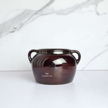Load image into Gallery viewer, The Leaferie Campbell dark maroon flowerpot with ears. ceramic material
