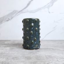 Load image into Gallery viewer, The Leaferie Malia Tall flowerpot. blue colour with bumps. ceramic material