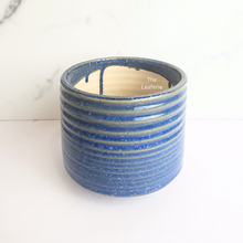 Load image into Gallery viewer, The Leaferie Viola blue ceramic pot with leg
