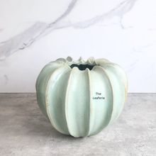 Load image into Gallery viewer, The Leaferie Mossen green ceramic pot.