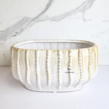 Load image into Gallery viewer, The Leaferie Jethro Long shallow pot. ceramic material and white colour