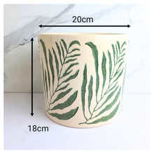 Load image into Gallery viewer, Leif Ceramic planter with leaf pattern on a white background, featuring the brand 'LEAFERIE'.