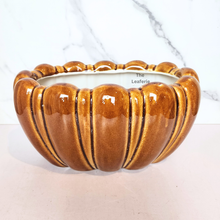 Load image into Gallery viewer, The Leaferie Dorsey long brown flowerpot. ceramic material