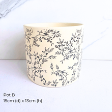 Load image into Gallery viewer, Collection of As-Is Feb 26 ceramic pots with various designs and colors Leaferie brand.