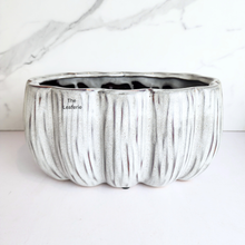 Load image into Gallery viewer, Silver textured planter with 'The Laeaferie' branding on a white background