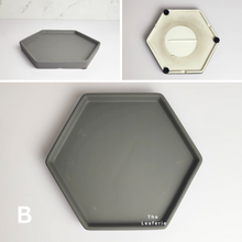 Load image into Gallery viewer, The Leaferie hexagon ceramic trays . 4 colours, black, grey, gold and black. and 3 sizes. front view of colour B grey