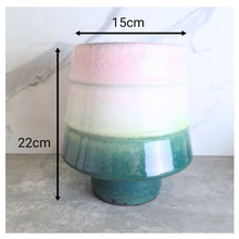 Load image into Gallery viewer, Pianta Multicolored ceramic pot with 'LEAFERIE' branding on a light background