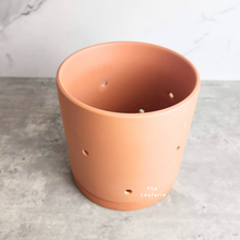 Load image into Gallery viewer, The Leaferie terracotta E Pot with holes. comes in 2 sizes