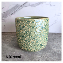 Load image into Gallery viewer, Tory Two ceramic pots with floral patterns on a marble surface, featuring the Leaferie brand.