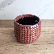 Load image into Gallery viewer, THe Leaferie Marika red studded flowerpot. ceramic material