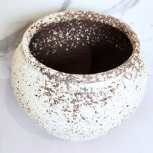 Load image into Gallery viewer, The Leaferie Asteria Big flowerpot. white with brown specks ceramic pot