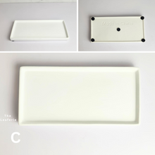 Load image into Gallery viewer, The Leaferie rectangular tray . ceramic 4 colours black, white , grey and black. 3 sizes. front view of C white colour
