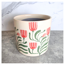 Load image into Gallery viewer, Emmett Decorative pot with floral design on a marble surface, featuring the brand 'LEAVERIE'.