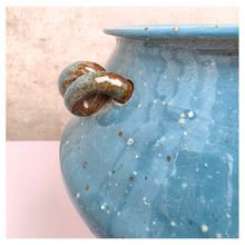 Load image into Gallery viewer, Koji Leafeire signature Blue ceramic pot with handles. Ceramic material