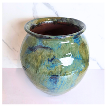 Load image into Gallery viewer, Astra Green and blue ceramic vase with 'Leaferie' branding on a white background