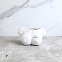Load image into Gallery viewer, The Leaferie Coco flowerpot. breast pot ceramic material. black and white colour