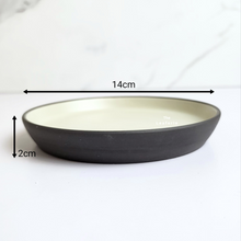 Load image into Gallery viewer, The Leaferie ceramic round tray with black trimming