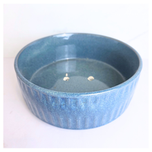 Load image into Gallery viewer, Bloom Blue ceramic bowl with textured surface on a white background, featuring the LEAFAERIE brand.