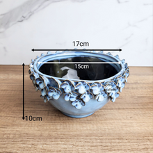 Load image into Gallery viewer, The Leaferie Handmade LYSA ceramic pot . 2 colours blue and yellow.