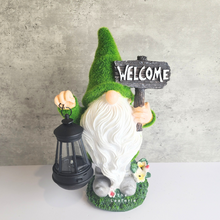 Load image into Gallery viewer, The Leaferie Aldon Gnome garden decoration with led lamp. resin material
