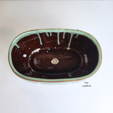 Load image into Gallery viewer, The Leaferie Rowan long shallow tray. blueish ceramic pot.