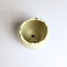 Load image into Gallery viewer, The Leaferie Maja Egg flowerpot. cream white ceramic pot. top view of designs A