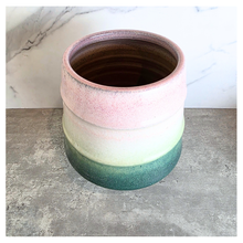 Load image into Gallery viewer, Pianta Multicolored ceramic pot with 'LEAFERIE' branding on a light background