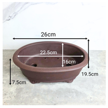 Load image into Gallery viewer, Leaferie Oval Bonsai pot with 'Bonsai 97' branding on a light background