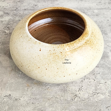 Load image into Gallery viewer, The Leaferie Xavia shallow flowerpot. beige colour and ceramic material