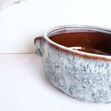 Load image into Gallery viewer, The Leaferie Indie blue shallow ceramic flowerpot