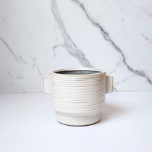 Load image into Gallery viewer, The Leaferie Aizen plant pot. 3 colours, red , green and white. ceramic pots. front view of white mini