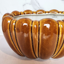 Load image into Gallery viewer, The Leaferie Dorsey long brown flowerpot. ceramic material