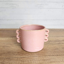 Load image into Gallery viewer, The Leaferie Livie ceramic pot. pink and red colour pot with handles. Pot A
