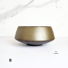 Load image into Gallery viewer, Bronze-colored ceramic flowerpot on a white background