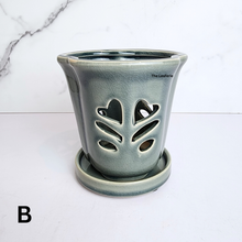 Load image into Gallery viewer, The Leaferie Layla Orchid pot with tray. 2 colours ceramic pot