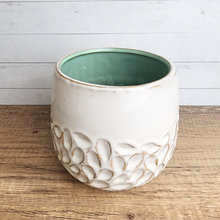 Load image into Gallery viewer, The Leaferie Amalia Plant pot. ceramic white flowerpot.