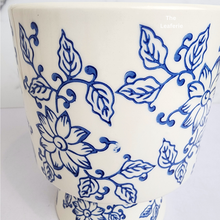 Load image into Gallery viewer, The Leaferie Torrio blue and white floral vase ceramic flowerpot