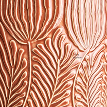 Load image into Gallery viewer, The Leaferie Roselle red / orange ceramic pot with leaf imprint.