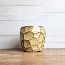 Load image into Gallery viewer, The Leaferie Thalia pot. yellowish ceramic pot with geometric shape.